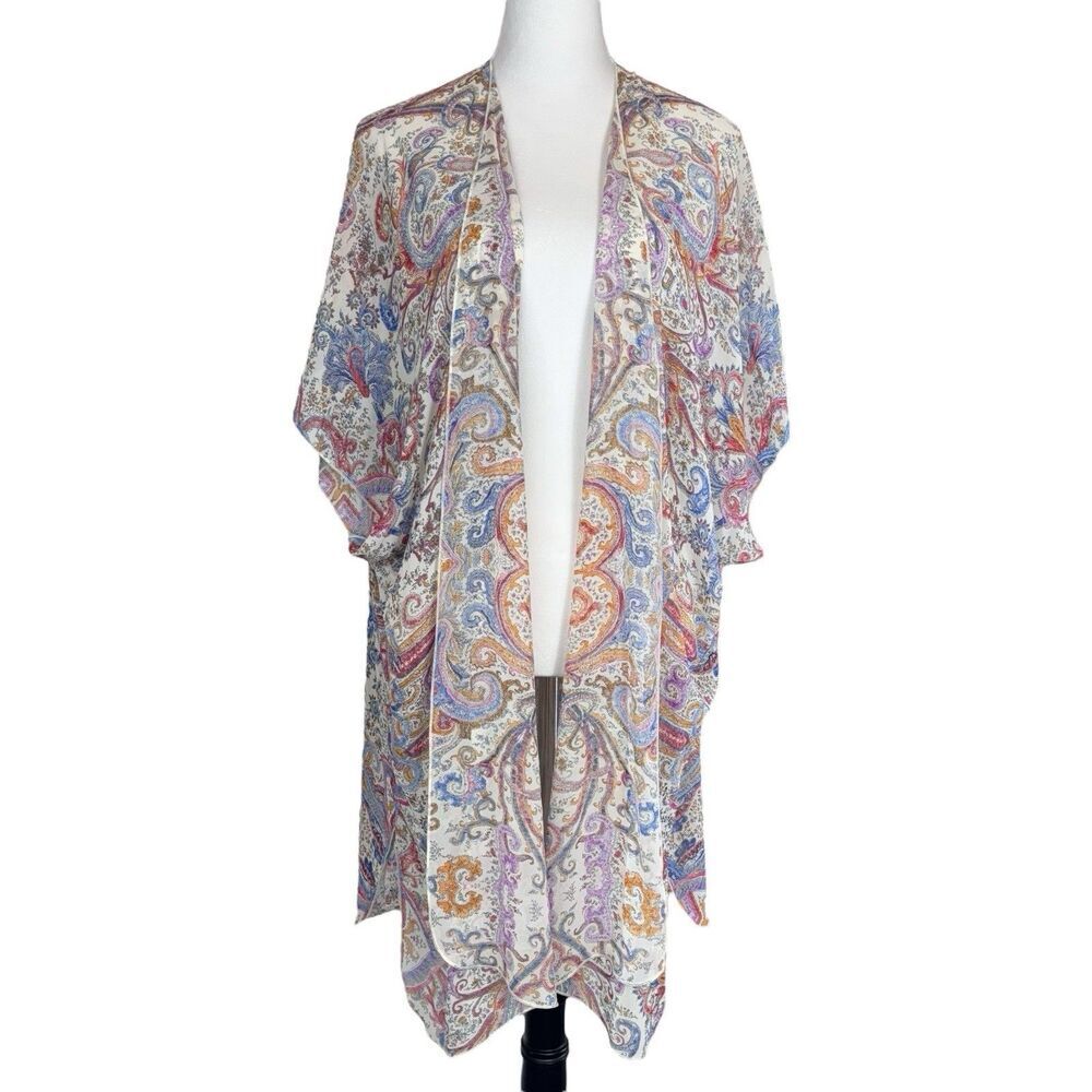 Democracy Womens Paisley Sheer Kimono Coverup Size M Festival Boho Hippie Fairy